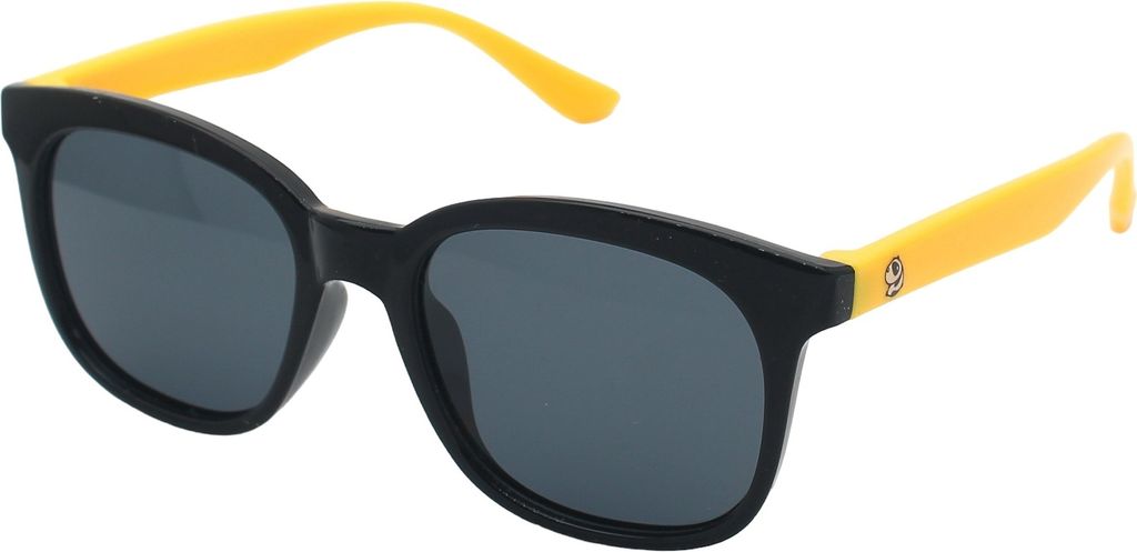 Kinder Sonnenbrille Gelb Nerd Style Gläser Schwarz Polarisiert von ca 3 bis 7 Jahre Mädchen Jungen Nerdbrille Brillenbeutel Luxxada