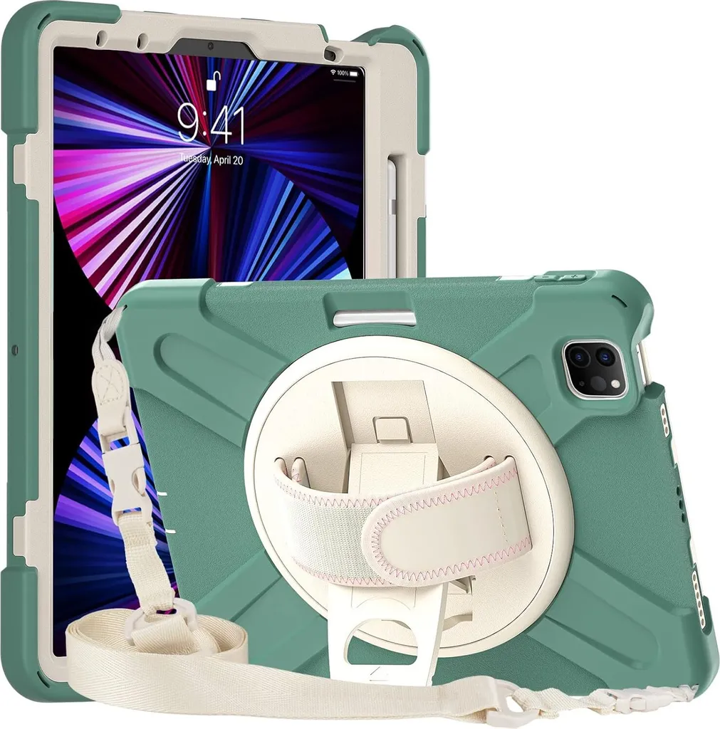 Custodia per iPad Pro 11" con supporto e tracolla Verde