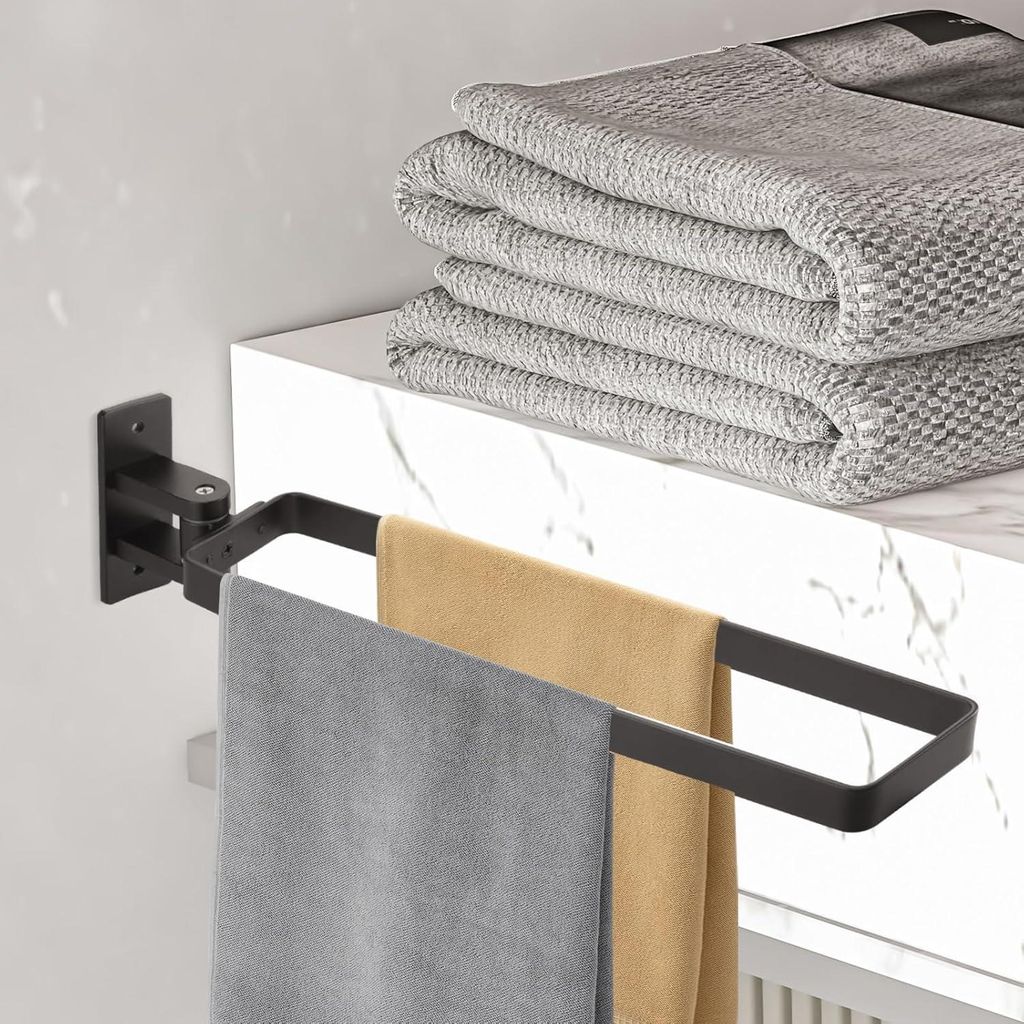 Allecto Plus - Handtuchhalter 180° drehbar für Badezimmer - Doppelte Stange Wandhalterung aus Aluminiumlegierung - Einfache Installation - 33 cm ...
