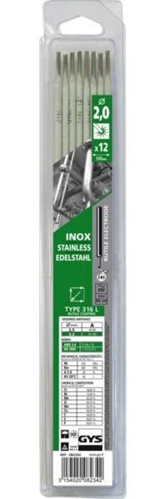 GYS Spezialelektroden Edelstahl O2,0mm (x12)
