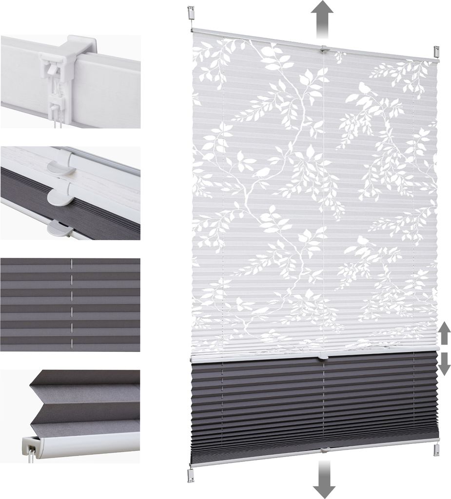 Plissee Vorhang Ohne Bohren - Klemmfix 75x130 Cm Anthrazit - Perfekt Für Fenster & Türen - Einfache DIY Montage