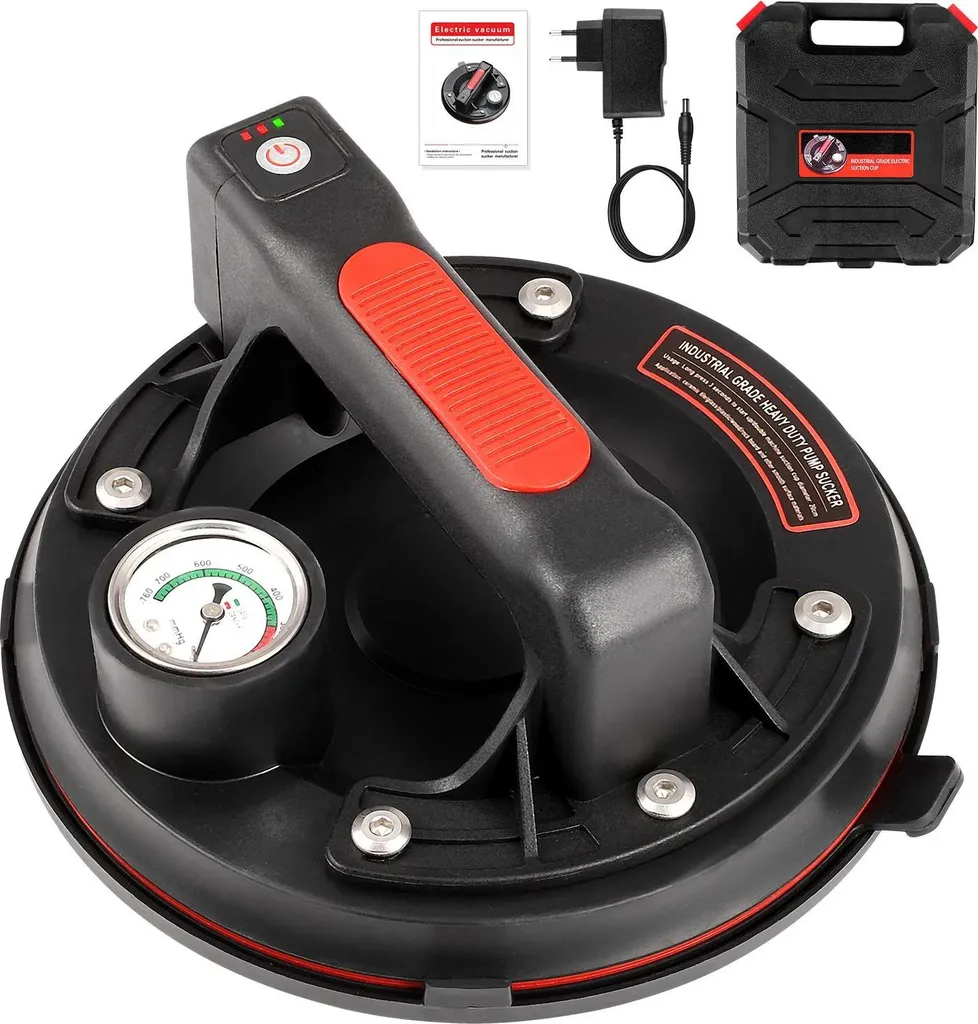 Sollevatore a Vuoto Batteria 217kg Nero - Ventosa Elettrica Professionale
