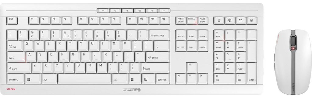CHERRY STREAM DESKTOP RECHARGE - Tastatur-und-Maus-Set - kabellos - 2.4 GHz - QWERTY - US mit Euro-Symbol - Tastenschalter: CHERRY SX - Pale Gray