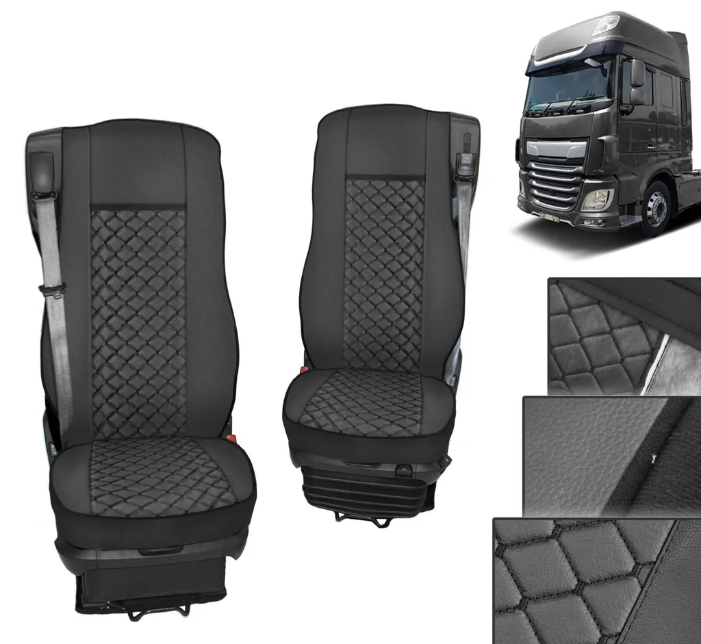Set Coprisedili DAF XG / XG+ Nero Alcantara - Alta Resistenza e Traspirabilità