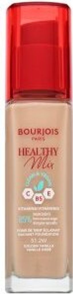 Bourjois Healthy Mix Clean & Vegan Radiant Foundation Flüssiges Make Up für Einigung des farbigen Hauttones 51.2W Golden Vanilla 30 ml