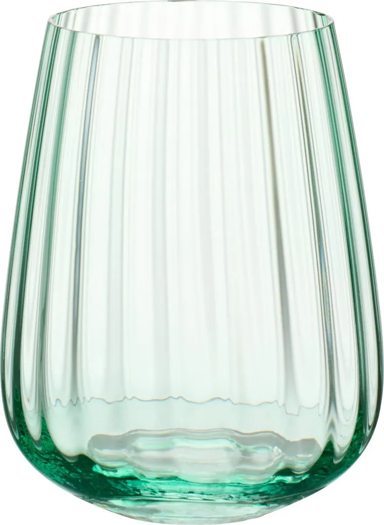 Verre à eau rainuré coloris Vert J-Line - Gobelet de table chic 35cl