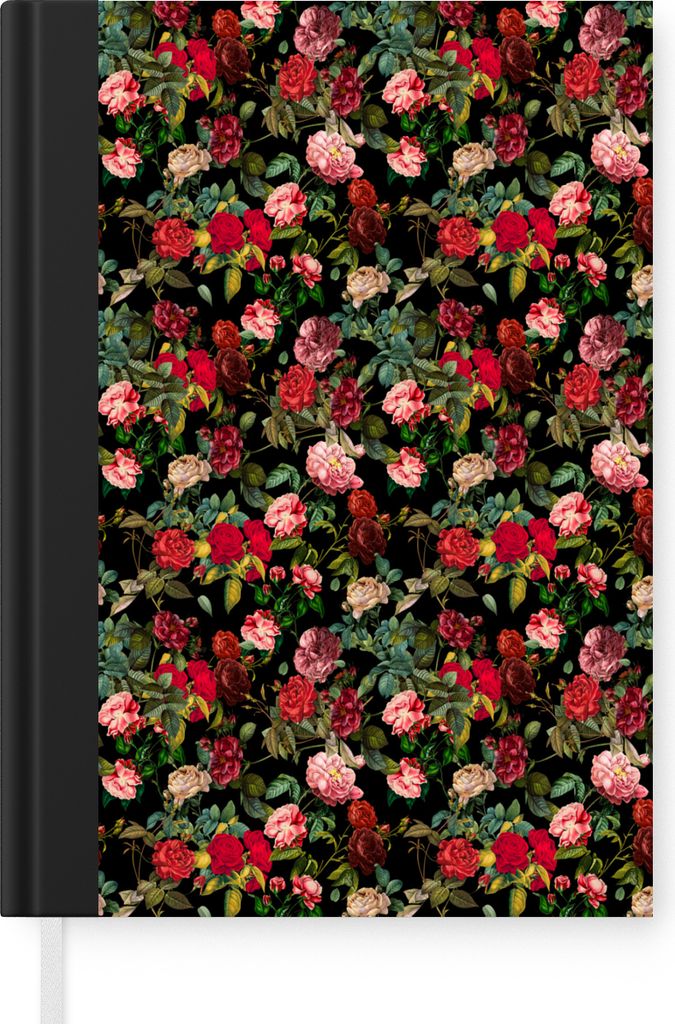 MuchoWow Notizbuch Tagebuch Haushaltsbuch Notebook A5 Blumen - Rot - Rosen - Notizblock - Notizheft - Notebook - Schreibblock - Papier