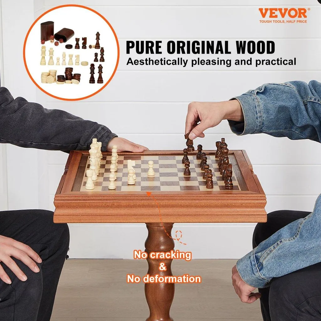 Table d'échecs 3 en 1 luxe en bois 45 cm avec backgammon et dames pro - 2