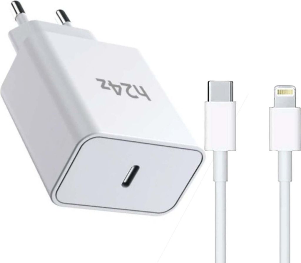 USB C Schnellladegerät mit Kabel Universal Netzteil Ladegerät 45Watt – Weiß / Lightning 2 Meter