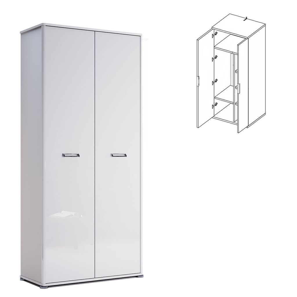 MiroMark Bella BL-122-WB Kleiderschrank 2-türig Weiß Produktbild 2
