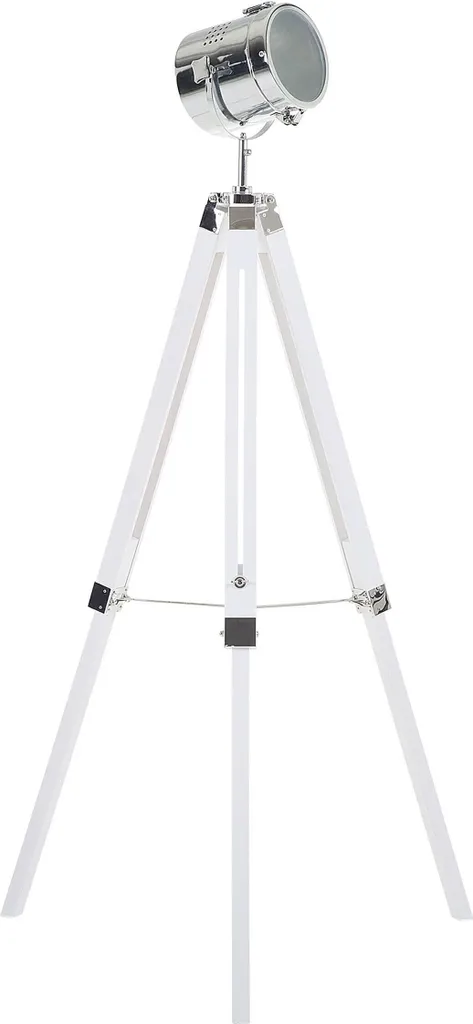 BELIANI Lampadaire Métal Blanc 143 cm avec Trépied Réglable et Câble Long