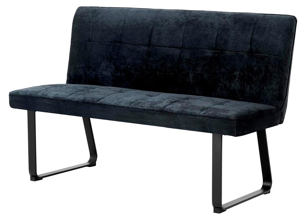 Sitzbank TALEA/gepolstert 140 cm/Webstoff-Bezug dunkelgrau/Metallgestell schwarz pulverbeschichtet/Bank mit Rückenlehne/Wartebank/Esszimmerbank / ...