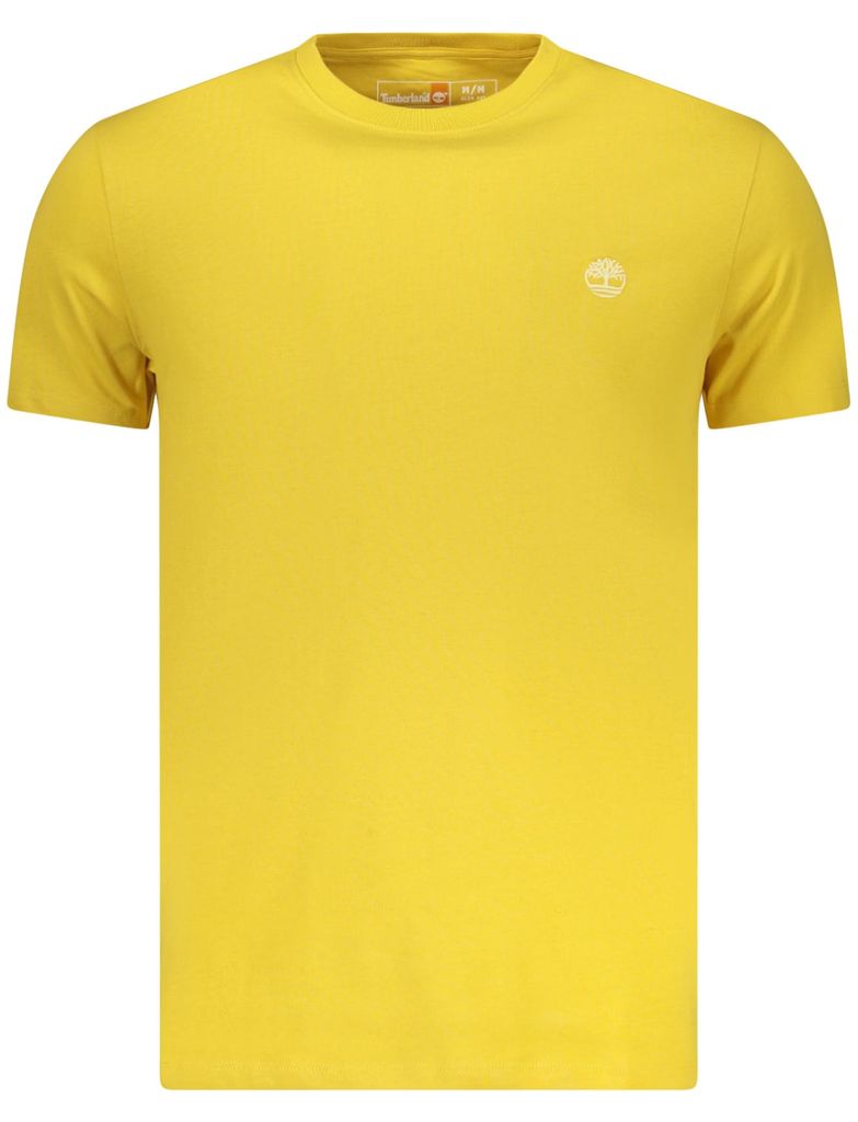 Herren Kurzarm-T-Shirt Gelb: Slim Fit mit Stickerei und Logo
