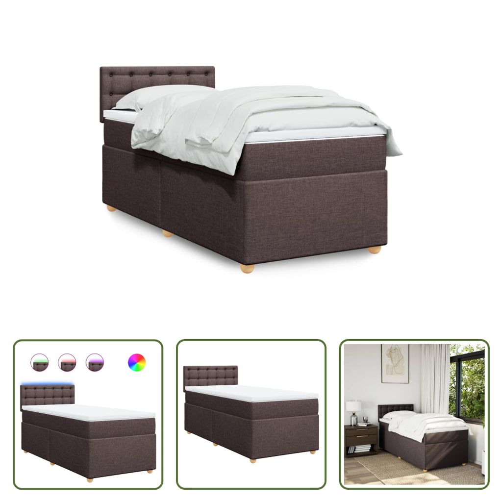 The Living Store Boxspringbett mit Matratze Dunkelbraun 80x200 cm Stoff
