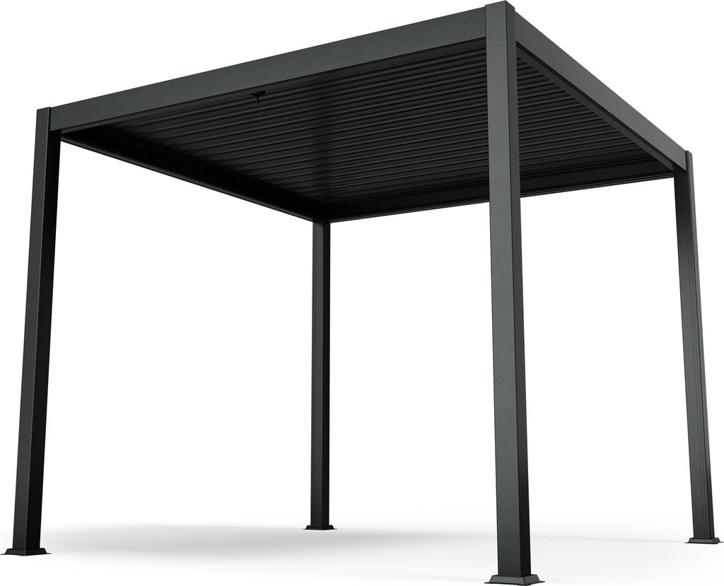 Blumfeldt Pavillon 3x3, Wasserdicht Stabil Winterfest, Lamellendach aus Verzinktem Stahl, Pulverbeschichteter Aluminiumrahmen, Wetterfest, Schwarz,...