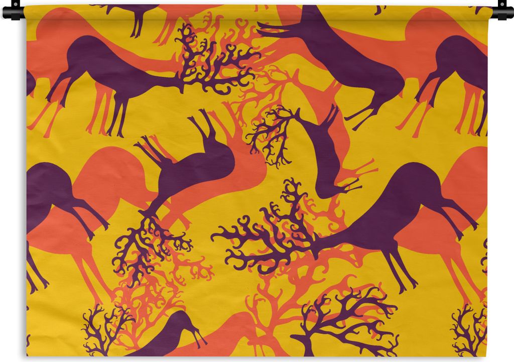 MuchoWow Wandteppich Wandbehang Muster - Hirsche - Farben 60x45 cm Tapisserie Dekoration Wandtuch - Das Schlafzimmer