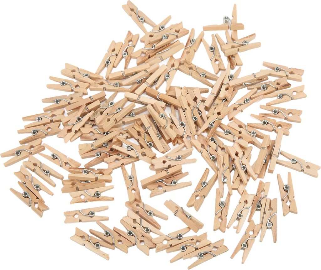 100pcs Mini -Kleiderstifte Holz unvollendeter stabil langlebiger Wäscheklammern Bildclips