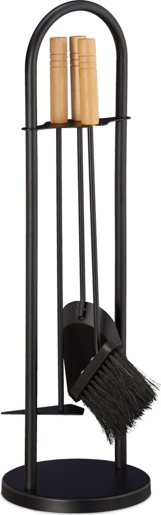 relaxdays 10028780_0 relaxdays Kaminbesteck schwarz, braun Immagine del prodotto 
