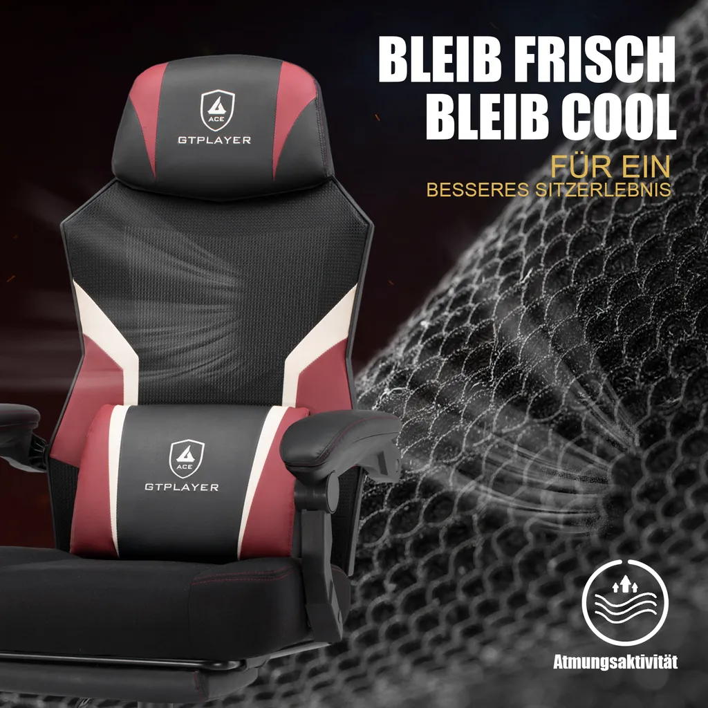 Poltrona Gaming GTPLAYER Rosso Tessuto: Relax e Studio in Casa - 4