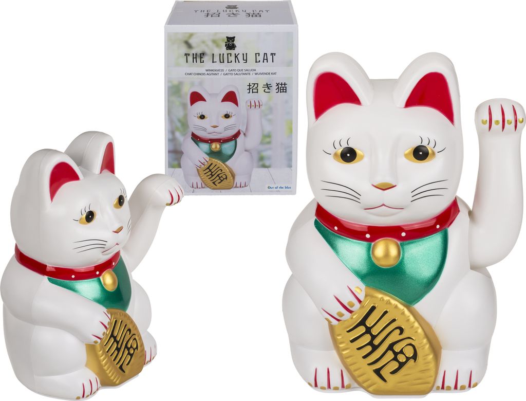 Winkekatze Glückskatze Maneki Neko mit Wackelarm | 20 cm Produktbild 