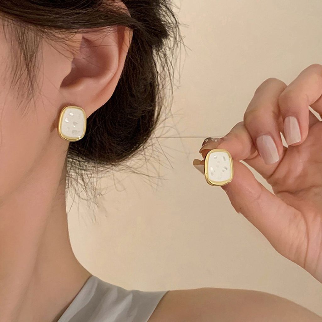 1 Paar Ohrstecker, auffällige geometrische Emaille, poliert, glänzend, verziert, Legierung, für Damen, glitzernde geometrische Ohrringe, Alltags...