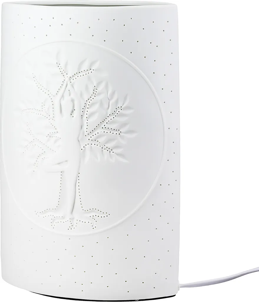 Lampe de salon ambiance relaxante motif Yoga et Lotus Gilde en porcelaine