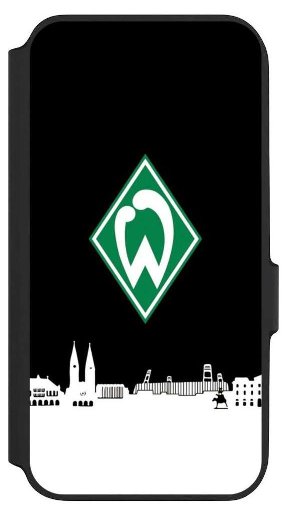 NIVOCASE Klapphülle für Samsung Galaxy A54 5G Handyhülle aus Kunst Leder NIVOflip schwarz Offizielles Lizenzprodukt SV Werder Bremen Skyline