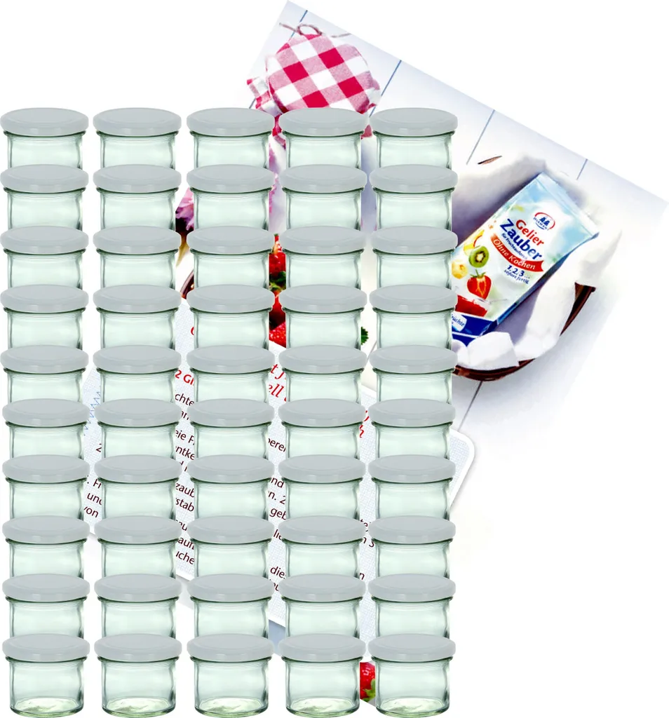 set di 75 bicchieri da 125 ml barattolo per marmellata barattolo per conserve barattolo per conserve To66 coperchio bianco incl. libretto di ricette