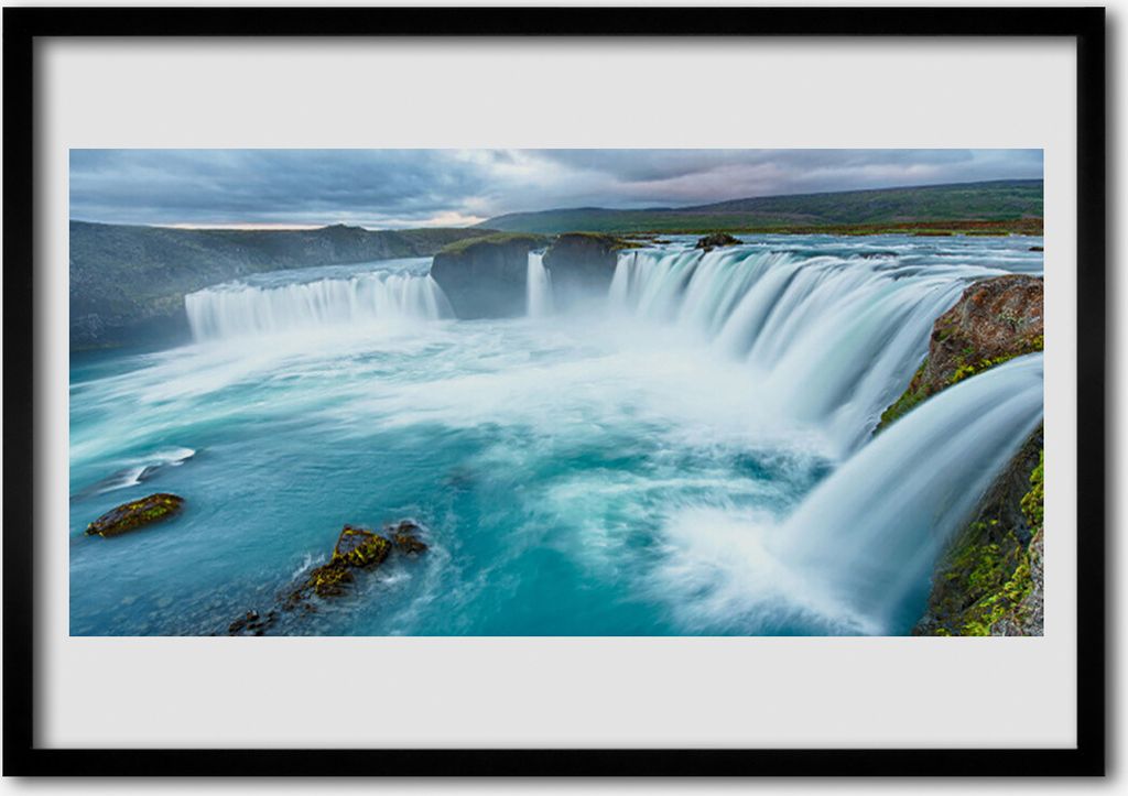 Bild 70x50 MDF-Rahmen Wandkunst Wasserfall Natur