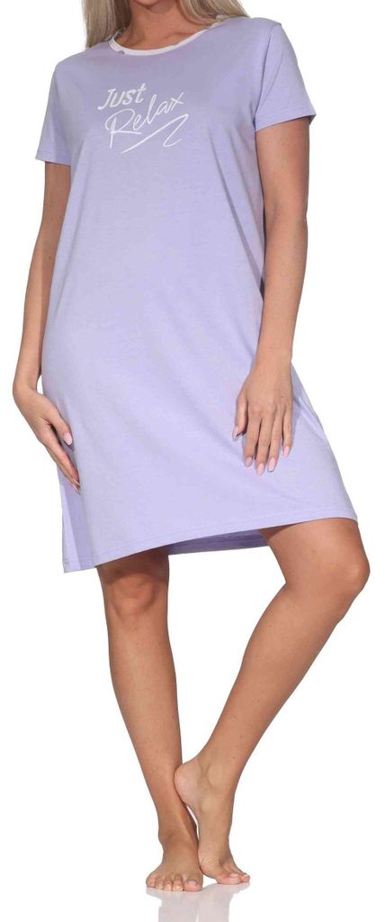 Normann Damen kurzarm Nachthemd mit Frontprint ; lila , 40