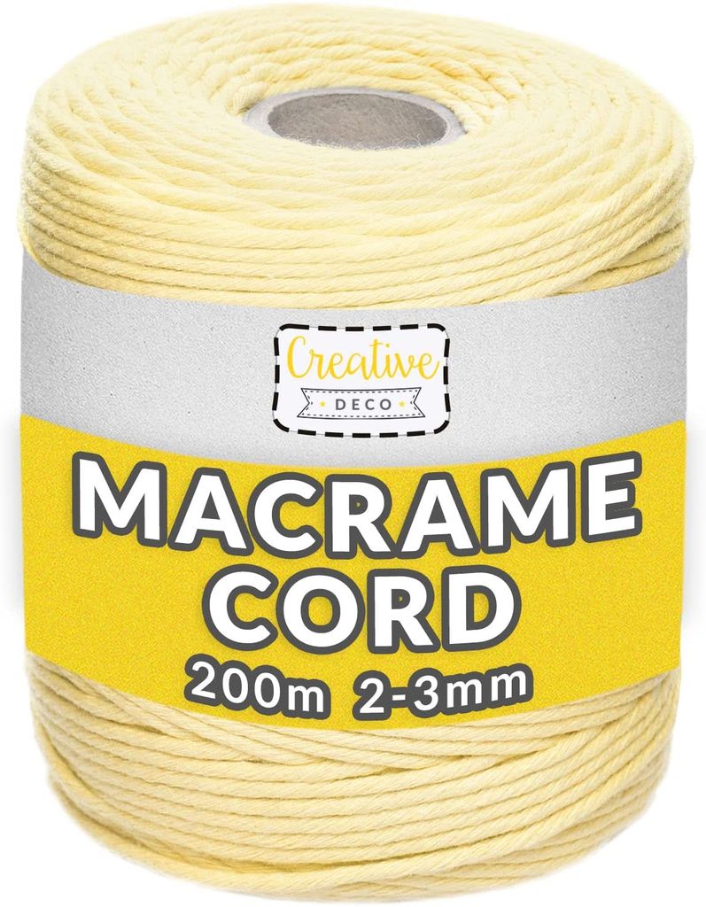 Creative Deco 200m Pastel-Gelb Makramee-Garn Produktbild 