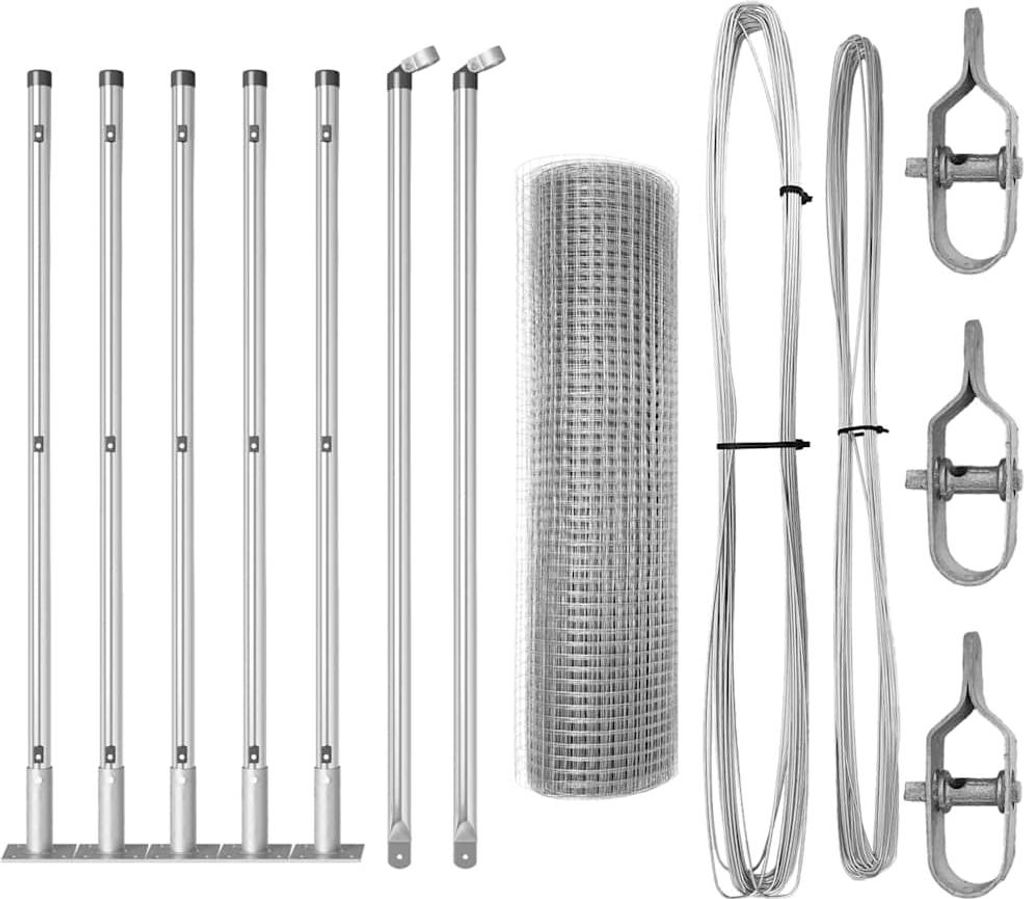 vidaXL Zaunpfosten Silber 10 x 0,5 m (25 x 25 mm Netz) Stahl