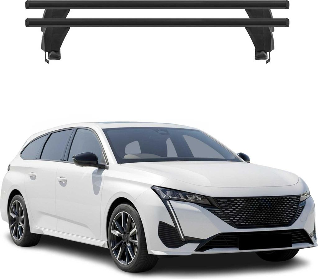 Menabo Dachträger Grundträger für Peugeot 308 SW mk3 2021- Alu Schwarz 2tlg