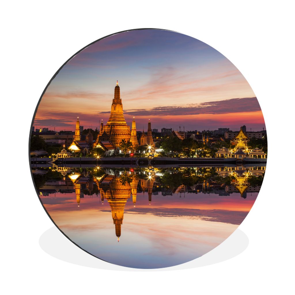 MuchoWow Aluminium Wandkreis Bangkok - Architektur - Sonnenuntergang Ø 60 cm Wanddeko Modern Wohnzimmer - Wand Kreis - Wandbild - Schlafzimmer -...