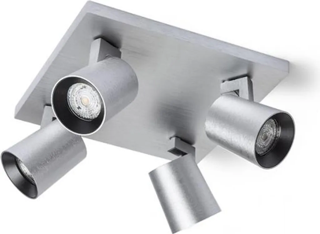 Plafonnier KENNY IV aluminium brossé et noir 4x35W GU10 design moderne