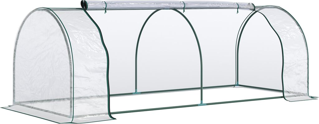 Outsunny Gewächshaus, Treibhaus mit Tür, Frühbeet, Pflanzenhaus, Pflanzenaufzucht, Stahl PVC, 250 x 100 x 80 cm