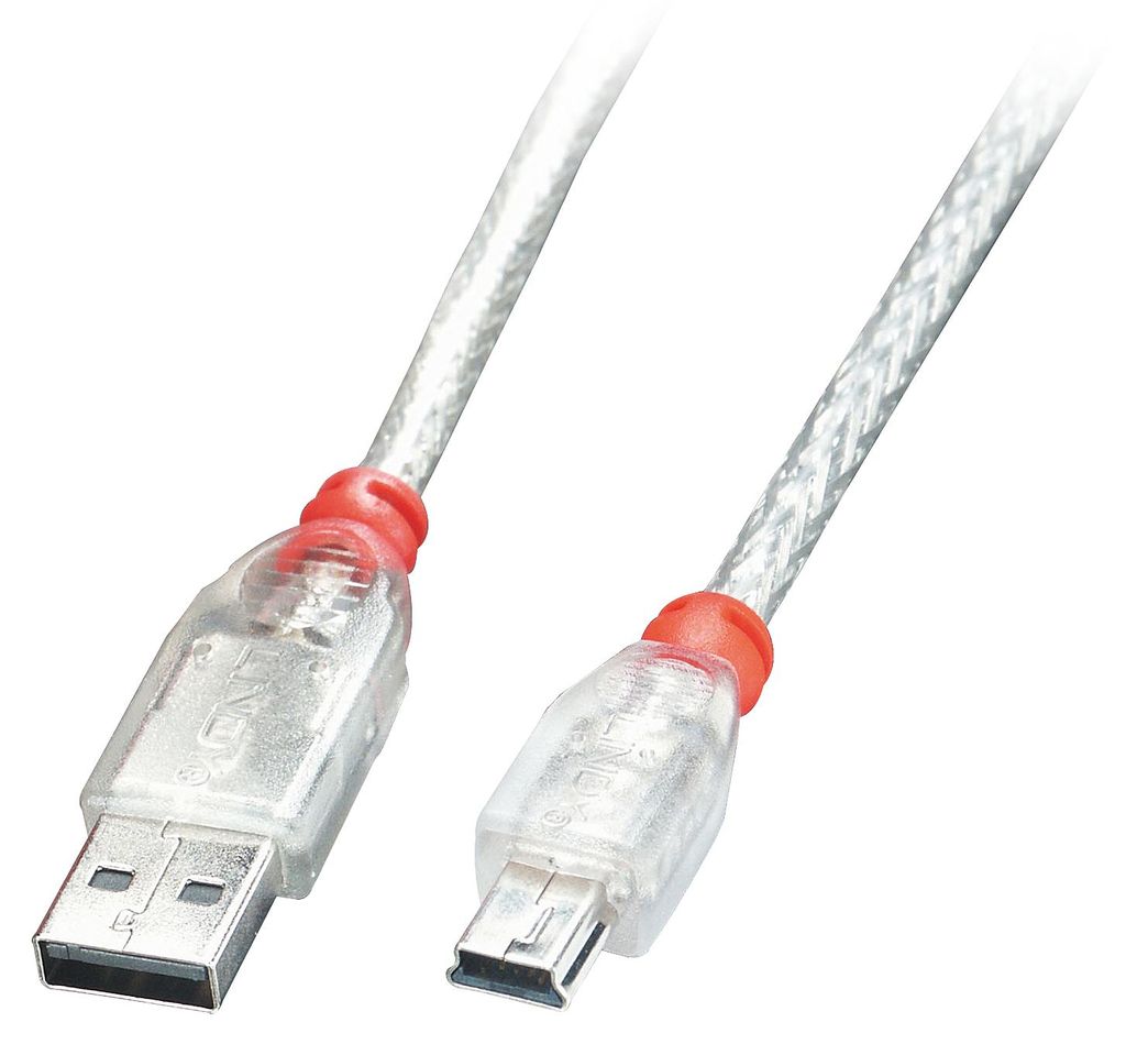 LINDY USB 2.0 Kabel Typ A/Mini-B transparent M/M 0.2m