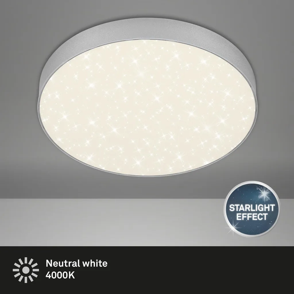 Luminaire de plafond LED moderne Briloner argenté 21W pour le salon