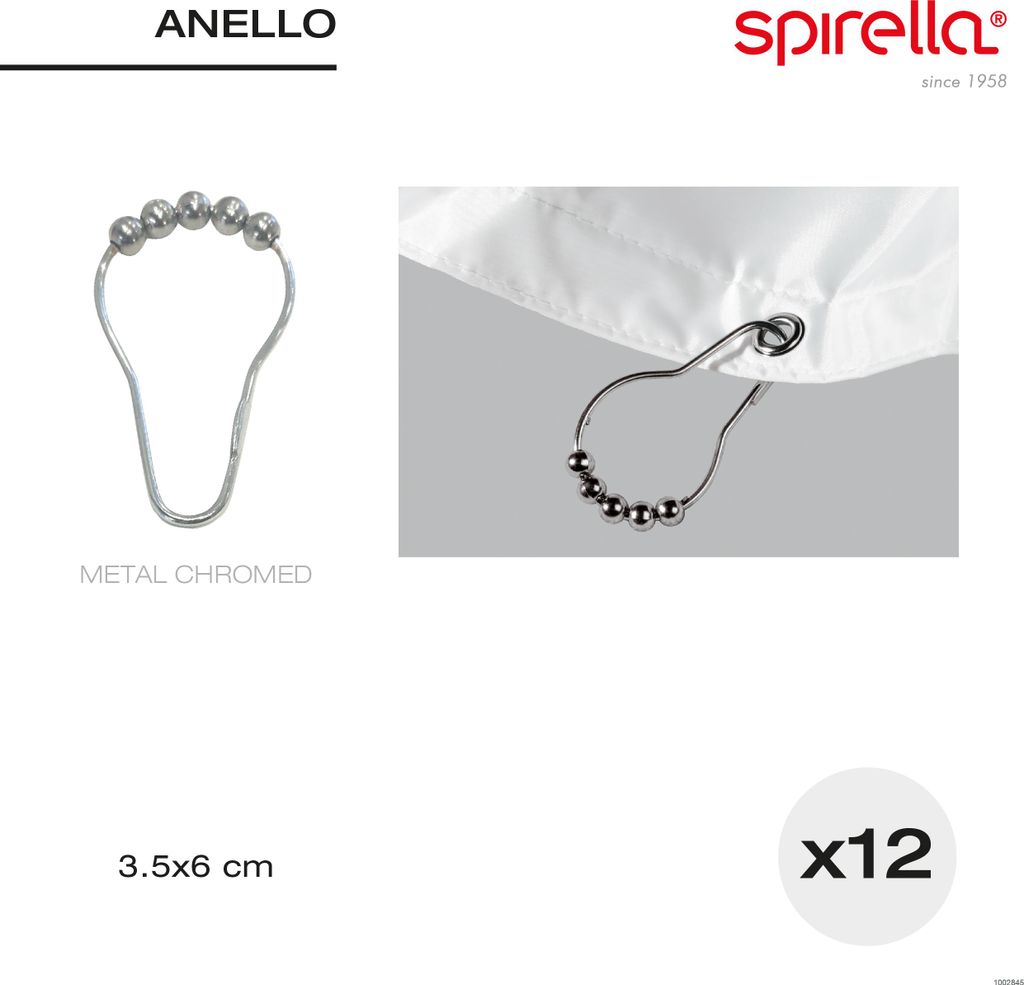 Spirella Duschvorhangringe 12 Stück Chrom Anello - Passend Produktbild 