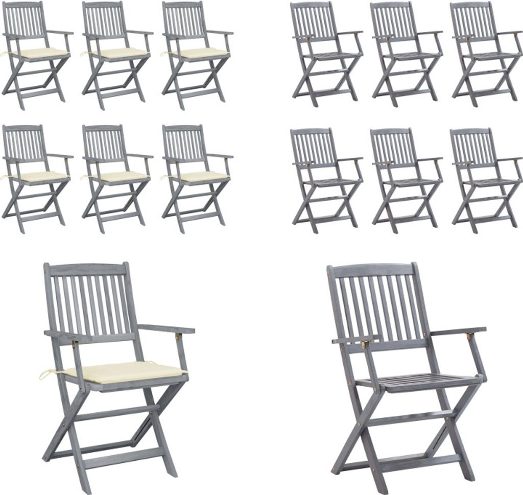 vidaXL Klappbare Gartenstühle 6 Stk. mit Sitzkissen Massivholz Akazie - Gartenstuhl - Gartenstühle - Holz Gartenstuhl - Holz Gartenstühle