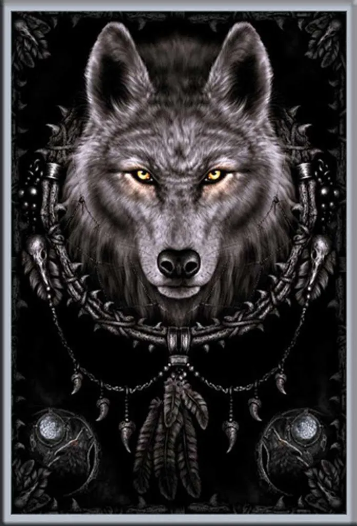 Offerta Poster Spirale Wolf Dreams con Cornice Alluminio Argento