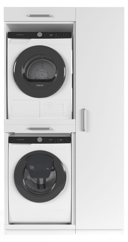 Wasophoogte Waschmaschinen schrank New York - waschmaschinen untergestell - waschmaschinen podest - 700(T)*1115(B)*2110(H) mm - Weiß
