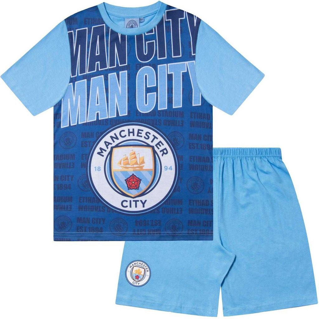 Manchester City FC - "Foden 47" Schlafanzug mit Shorts für Jungen GF894 (152-158) (Dunkles Marineblau)
