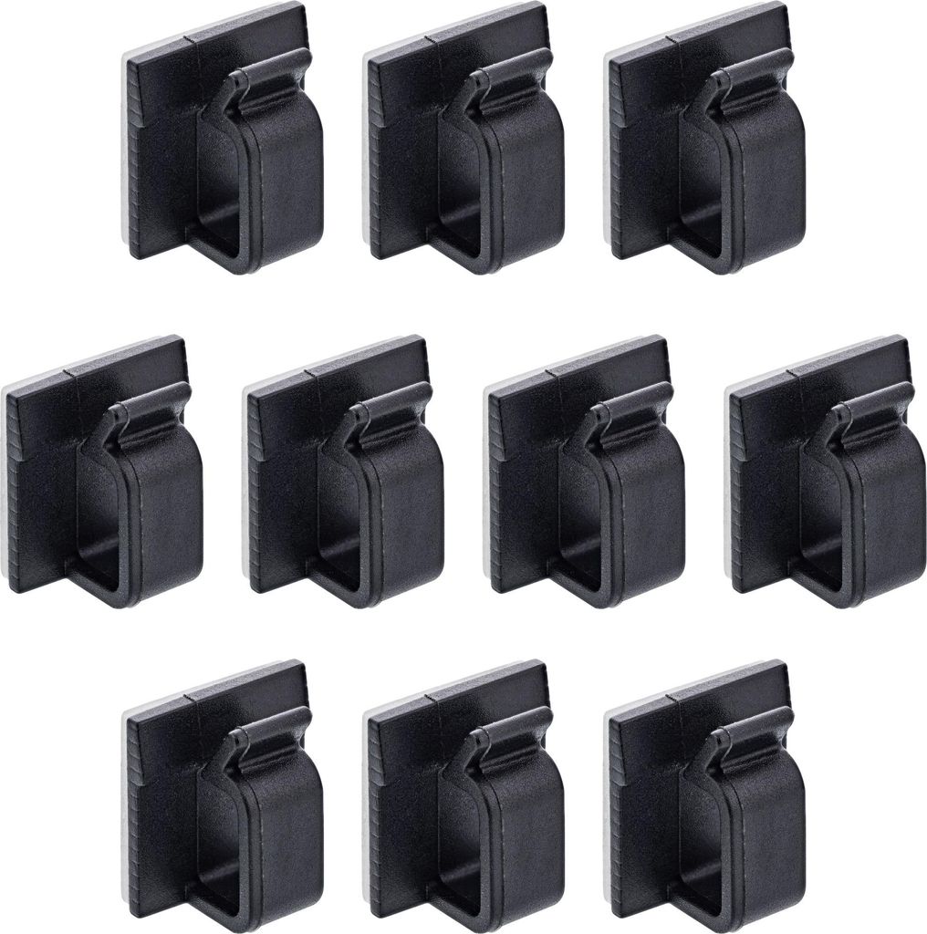 10er Pack InLine Kabelmanager Klebesockel M, Nylon, 3M-Klebepad, schwarz