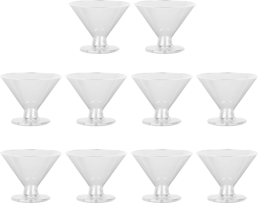 10-teiliges Einweg-Martinigläser-Set, Cocktailglas aus Kunststoff für Partys, Hochzeiten, Desserts, transparente Becher für Cocktails, Champagne...