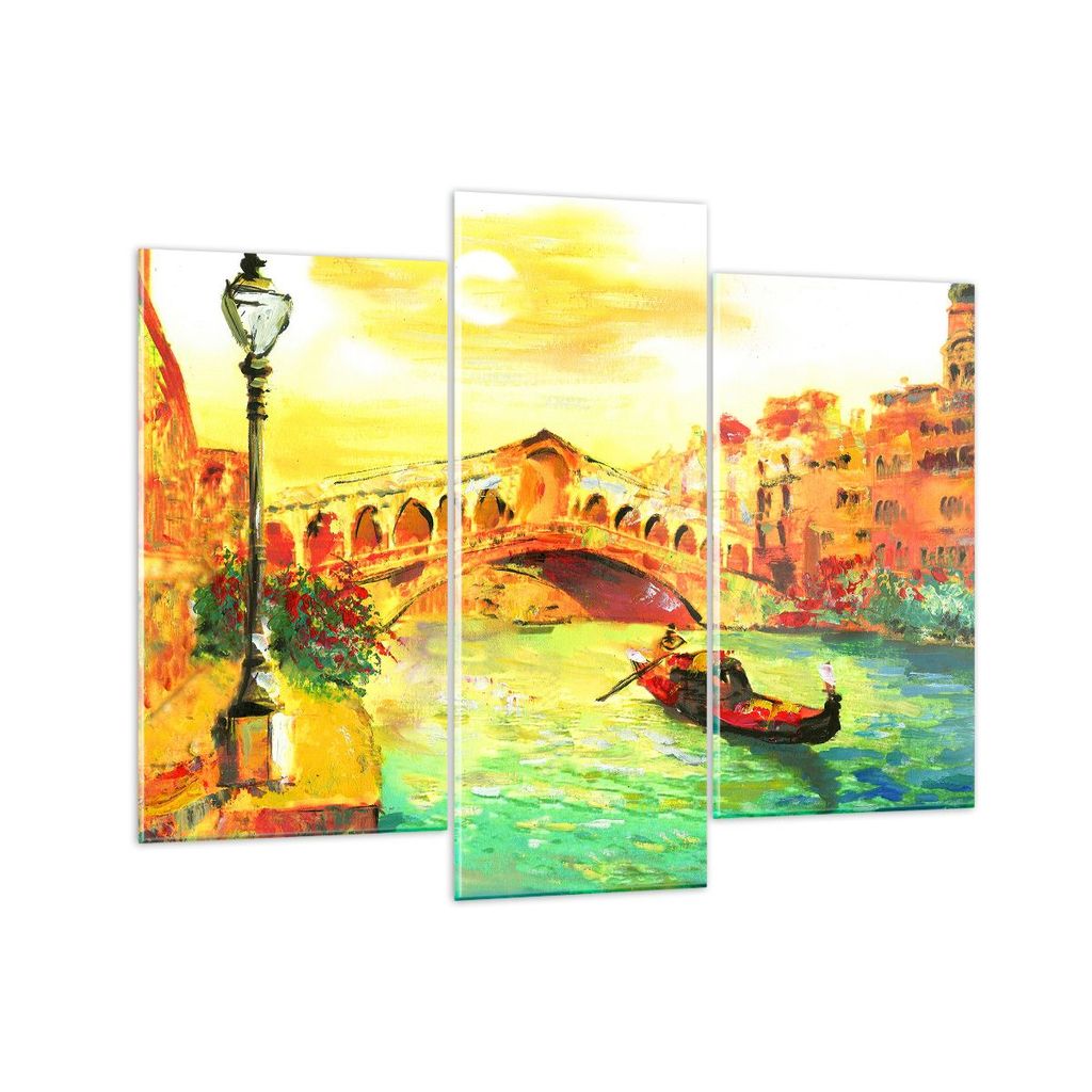 Bilder auf glas - Venedig Gondel - 130x100cm - Glasbilder - Wandbilder - Kunstdruck - zum Aufhängen bereit - Wanddekoration aus Glas - Glas Bilder...