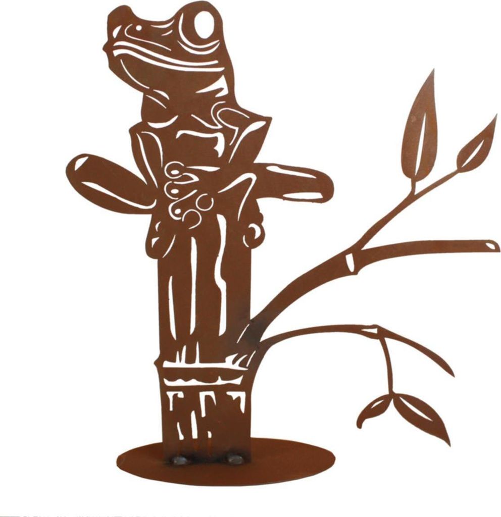 Ferrum Art Design Rostfigur Laubfrosch auf Ast ca 60cm H | FE-5-0323