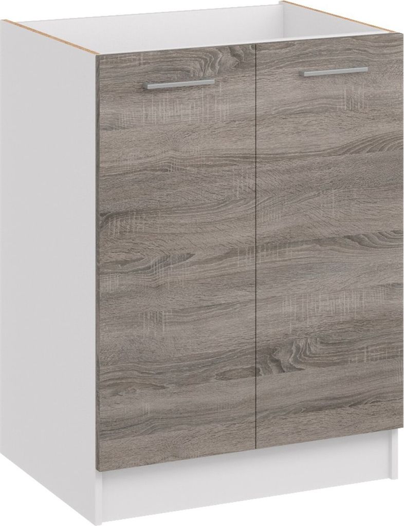 Roe Furniture | Küchenunterschrank 60 cm - DunkelSonoma - Dunkelbraun - Platzsparend und Vielseitig - Ohne Arbeitsplatte - Unterschränke Küche -...
