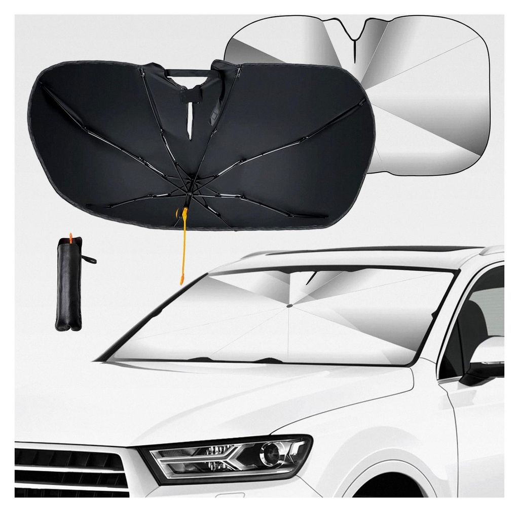 Auto Sonnenschutz für Frontscheibe 145 x 79 cm 360° drehbarer faltbarer Windschutzscheiben-Sonnenschirm für die meisten Autos und SUVs