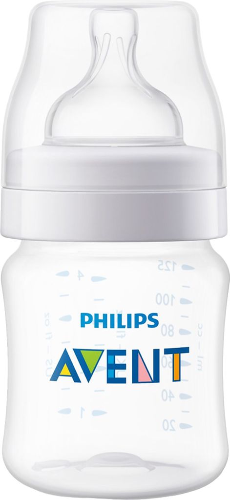 A clear, well-lit studio shot of a Philips Avent baby bottle against a white background.